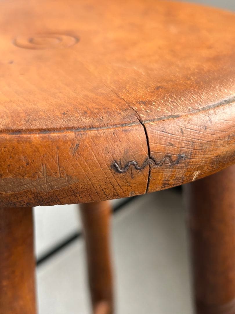 アンティーク 木製スツール　丸椅子　アトリエ　ビンテージ　古道具　チェア　レトロ