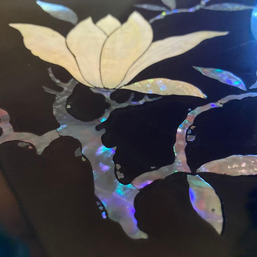 脇取盆 螺鈿象嵌 漆器　長盆 工芸品