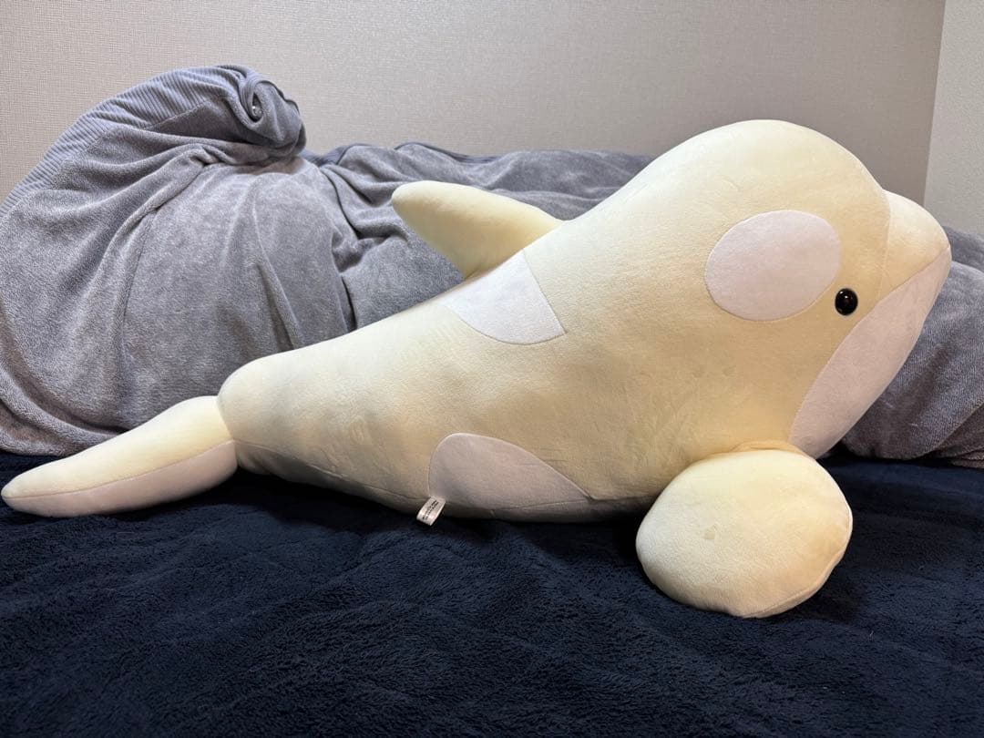 【最終値下げ】名古屋港水族館　くじ特賞　シャチ　ぬいぐるみ　アルビノ 約90cm