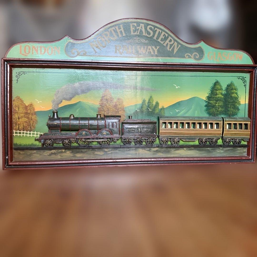 ロンドン・ノースイースタン鉄道 蒸気機関車 立体 風景　アンティーク