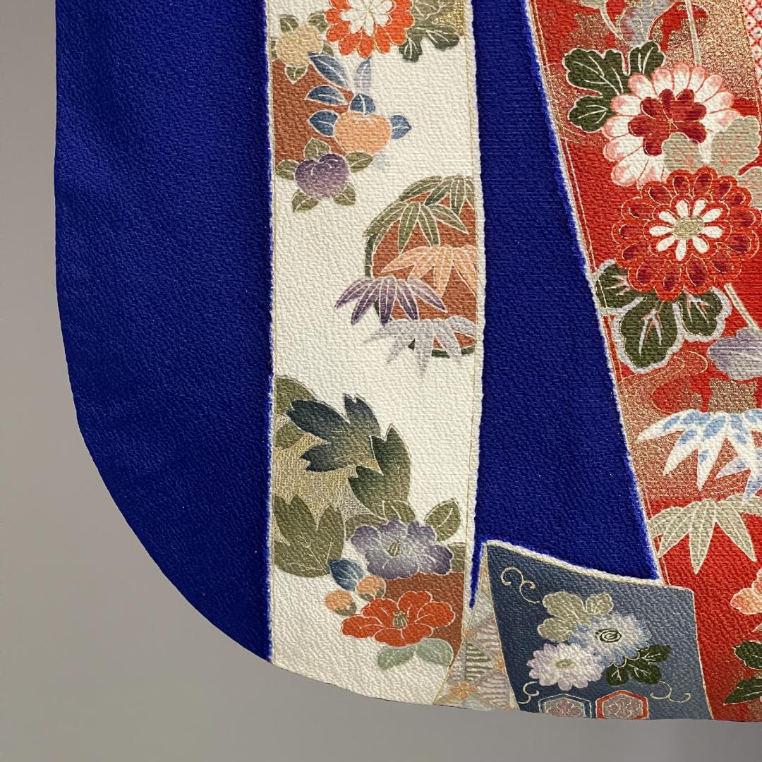 【新品未使用・仕立上・正絹】振袖－４＜金銀彩柄・ぼかし染め＞丈１５７㎝　裄６３㎝