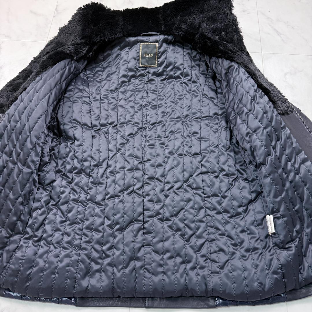 希少極美品XL HALB 異素材MIX レザージャケット キルティング　ダウン