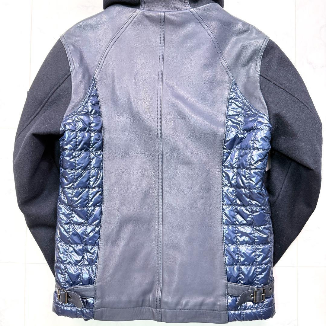希少極美品XL HALB 異素材MIX レザージャケット キルティング　ダウン