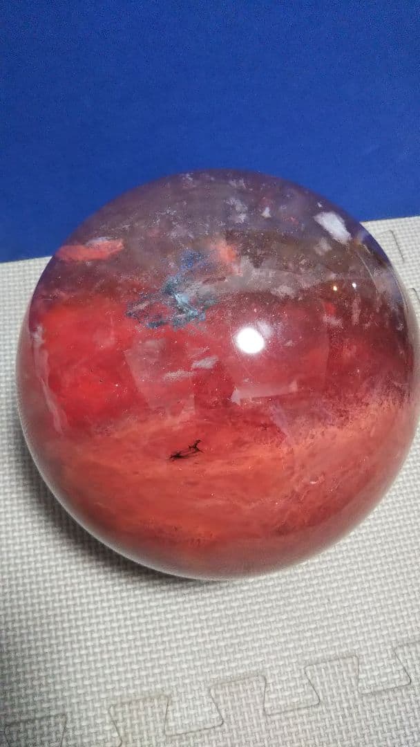 超巨大 溶練水晶球 約7.4Kg 直径18cm  水晶玉 紅蓮 紅 赤