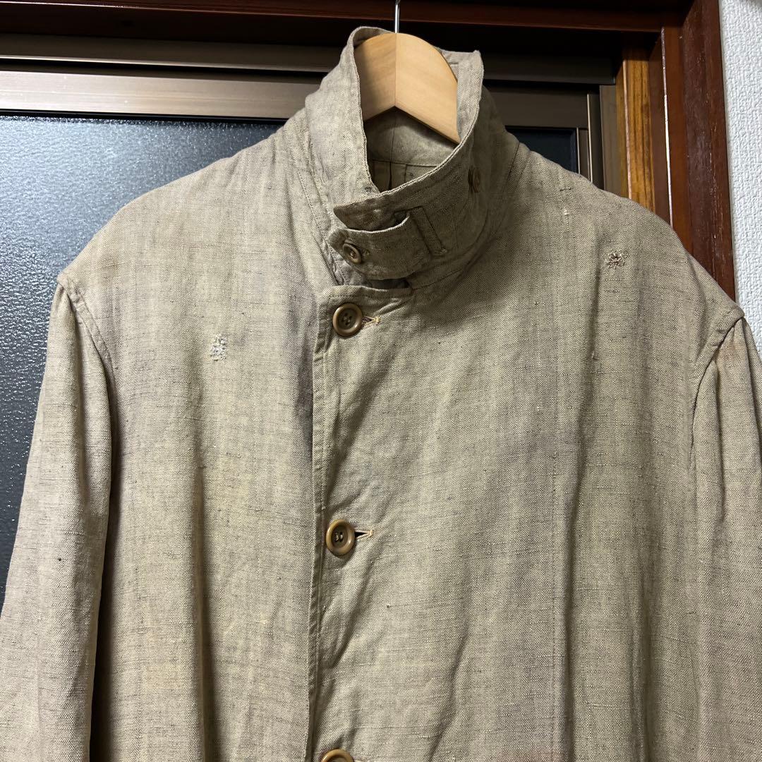 20s 30s french vintage リネン ダスターコート チンスト