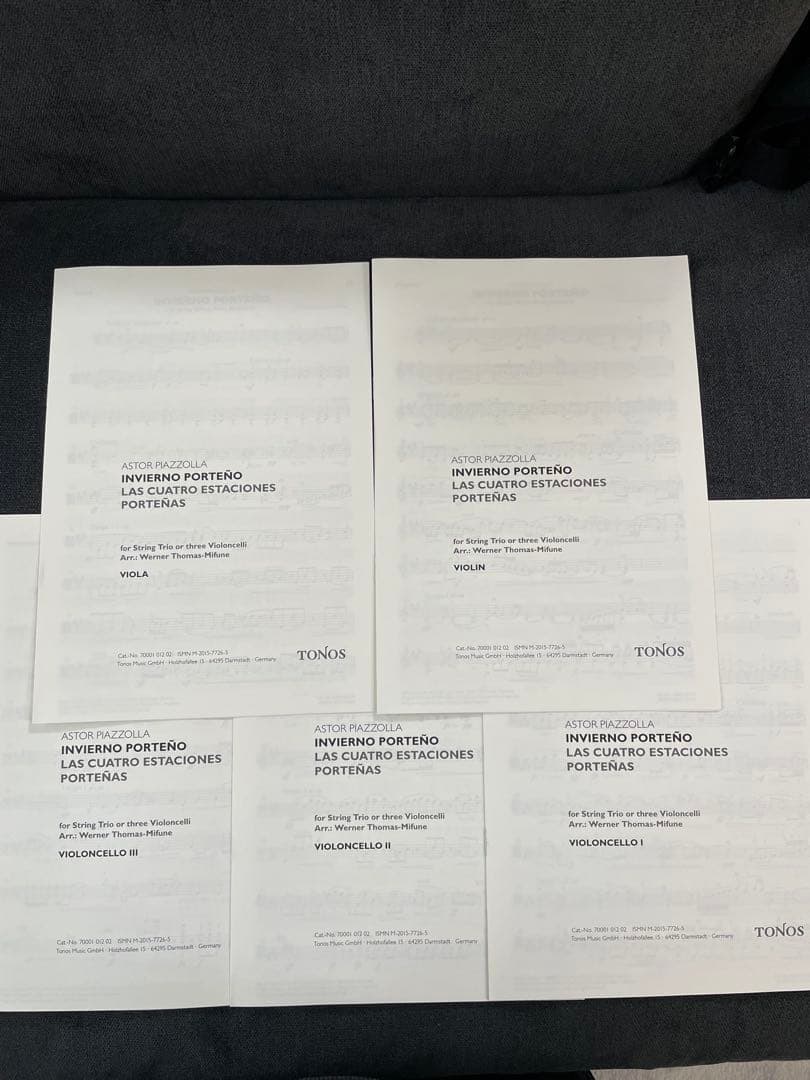 アストル・ピアソラ 『ブエノスアイレスの四季』 弦楽三重奏版 パート譜セット