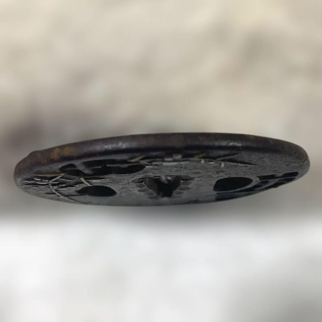 B-23 鍔　透かし彫り　金銀象嵌　武具　刀装具　アンティーク　美術品　工芸品