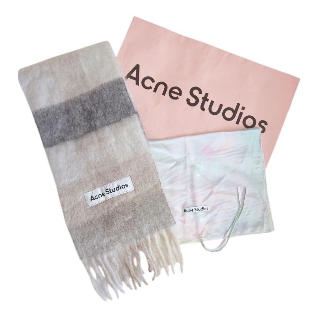 【正規品】Acne Studios アクネ モヘア チェック マフラー バニラ