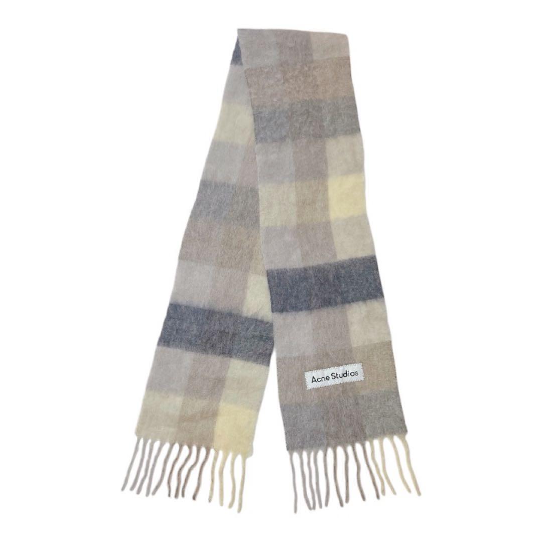 【正規品】Acne Studios アクネ モヘア チェック マフラー バニラ