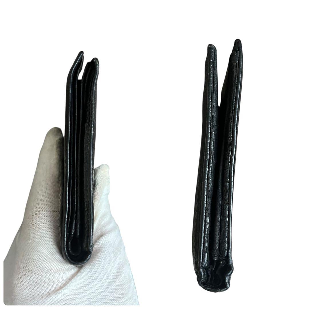 希少 外見美品級 CHANEL キャビアスキン 二つ折り財布 ブラック