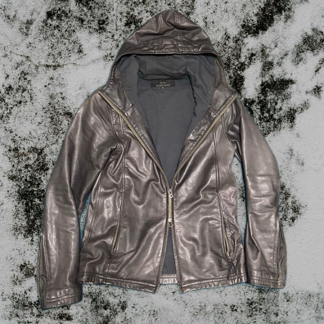ジャケット・アウター 00s archive Leather hoodie jacket