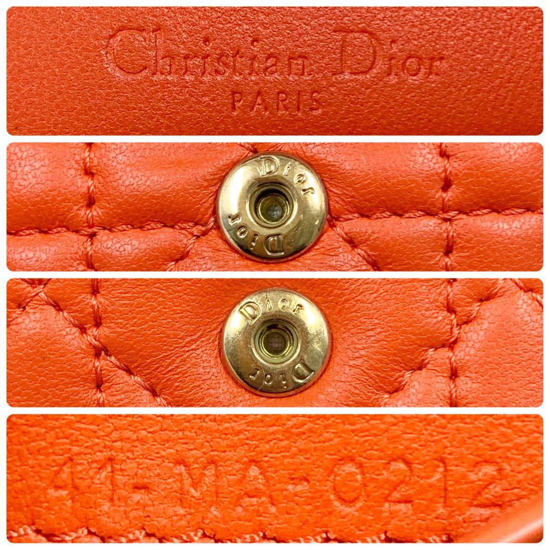 【✨希少 限定品✨】ディオール 三つ折り財布 カナージュ レザー オレンジ
