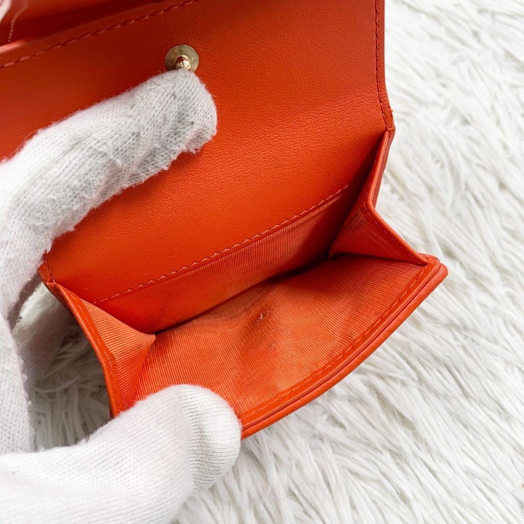 【✨希少 限定品✨】ディオール 三つ折り財布 カナージュ レザー オレンジ