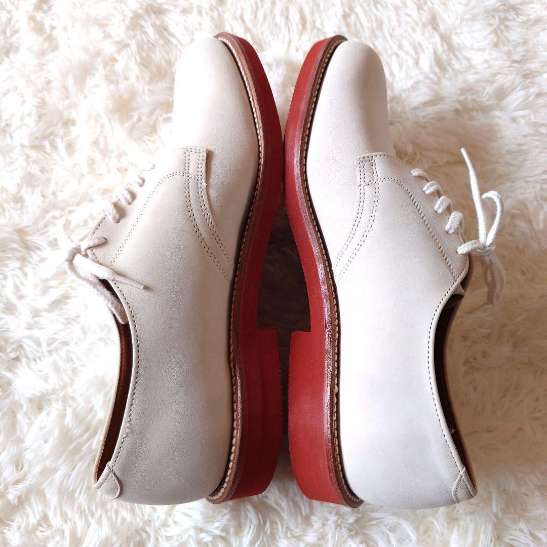 ウォークオーバー　プレーントゥダービー　モカシン　レザー　シューズ　オフホワイト