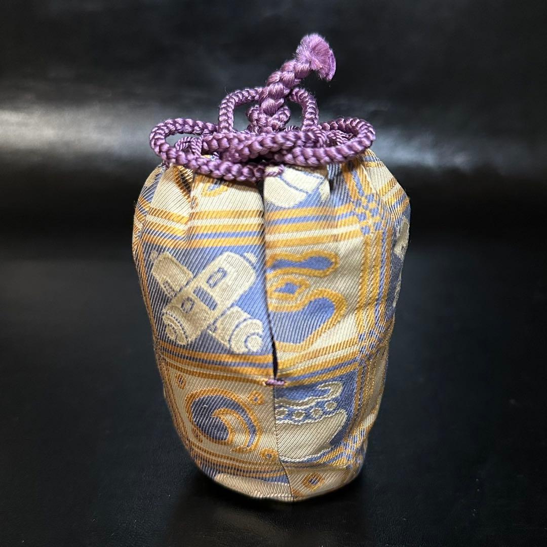 茶道具！高取焼 肩衝 茶入！石畳地 宝尽し紋！『高取 喜恵』造！共箱/仕覆/栞付