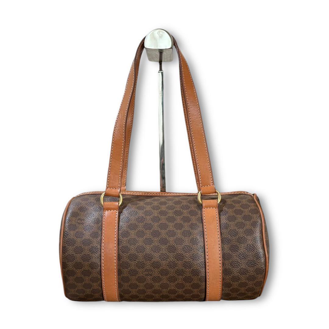 CELINE ミニボストン マカダム柄 トリオンフ ハンドバッグ PVCレザー