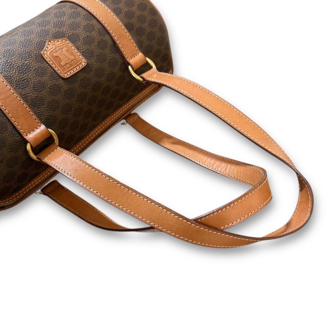 CELINE ミニボストン マカダム柄 トリオンフ ハンドバッグ PVCレザー