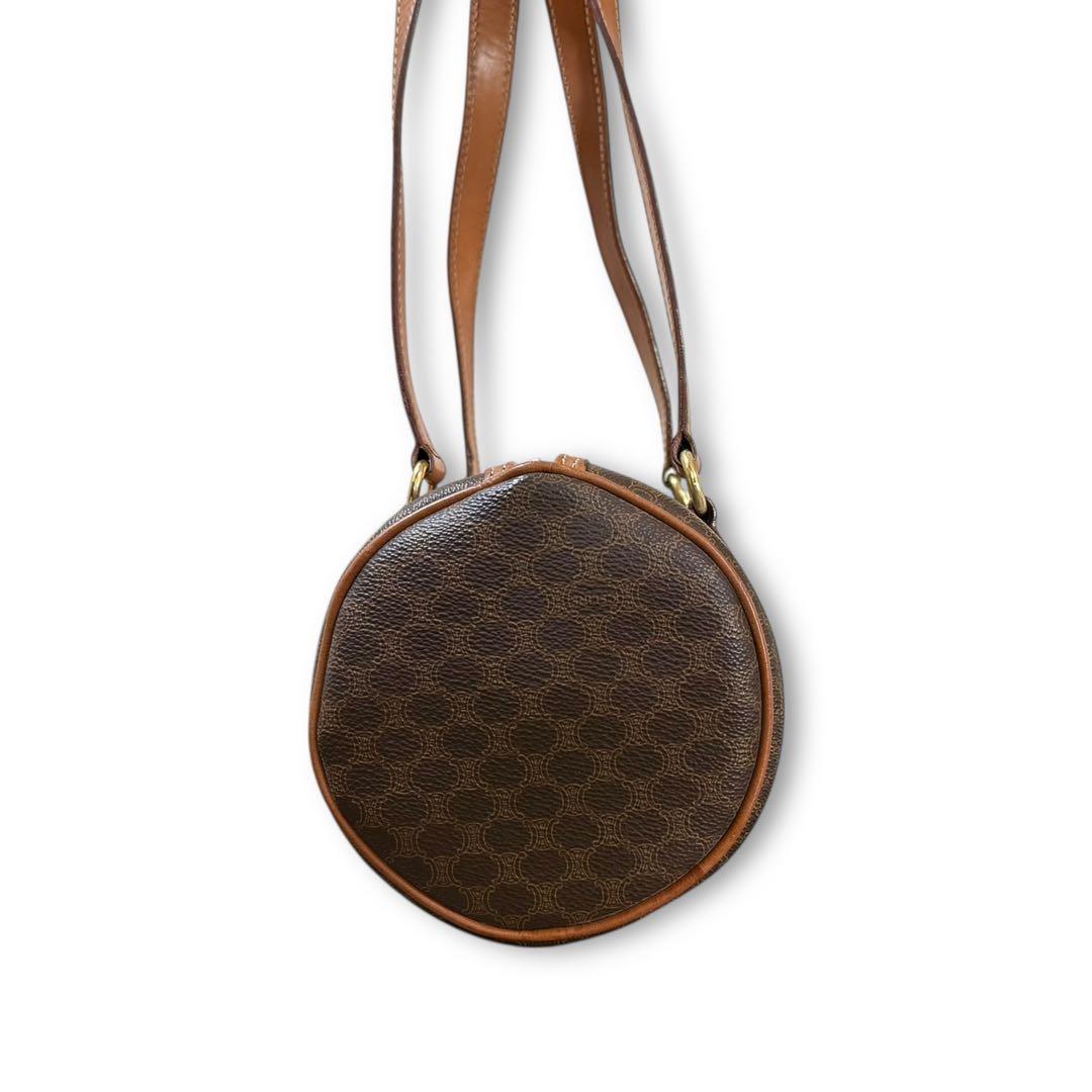 CELINE ミニボストン マカダム柄 トリオンフ ハンドバッグ PVCレザー