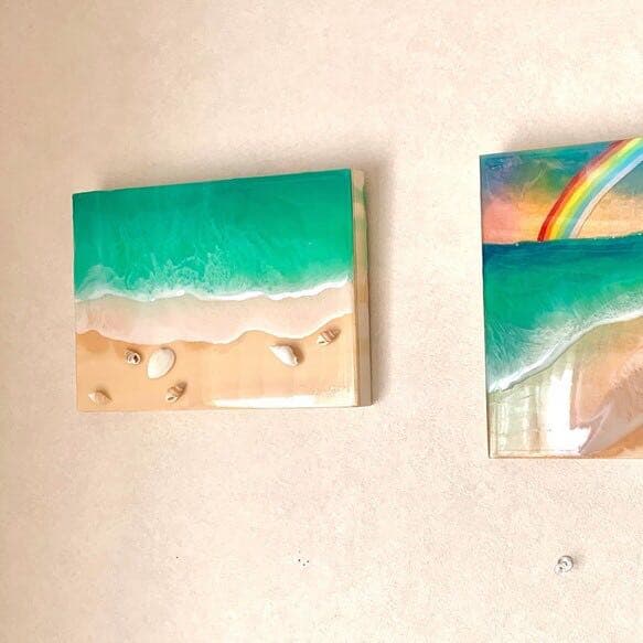 エメラルドグリーンの海  レジンアート