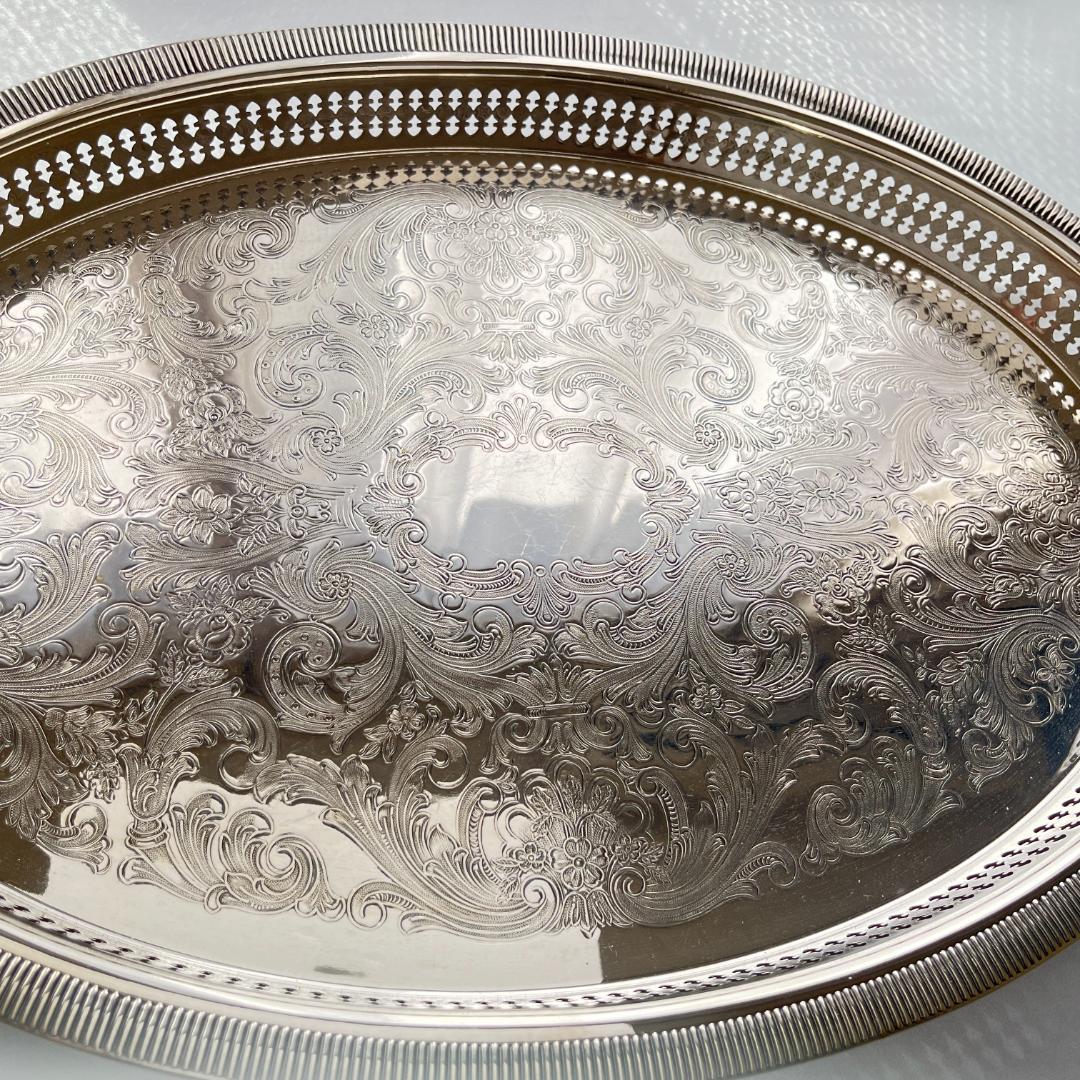 【RODD】ギャラリートレー オーバル型 47cm 【シルバープレート】 大盤