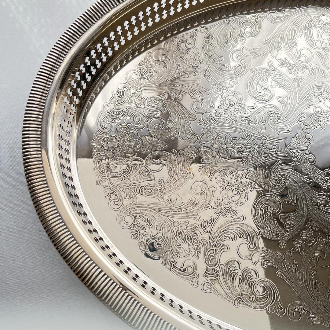 【RODD】ギャラリートレー オーバル型 47cm 【シルバープレート】 大盤