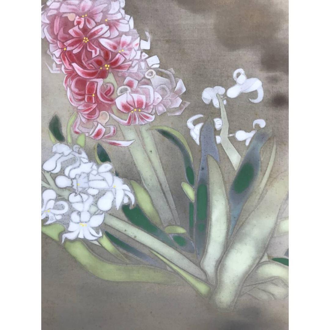 模写/速水御舟/紫蘭/シラン/花図/横物/掛軸/名家伝来/AK-237