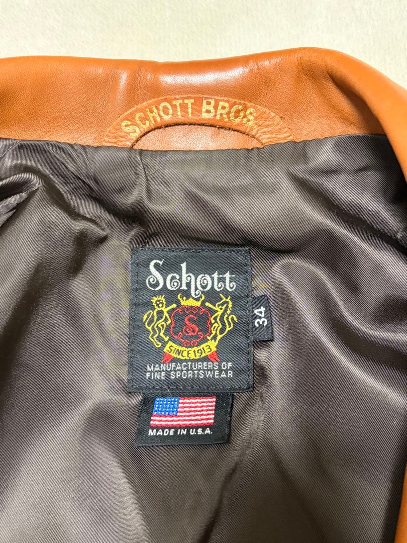 外観美品✨ 【米国製】schott トラッカージャケット 103US 34 茶色
