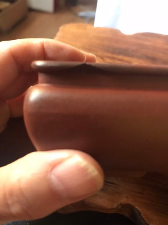 ⑧ミニ盆栽鉢 中国宜興 朱泥袋式長方鉢11cmx7.3cm x4.3cmおまけ付