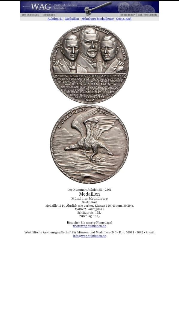 第一次世界大戦 ドイツ帝国 「シュペー伯爵と息子たち」 アンティーク 