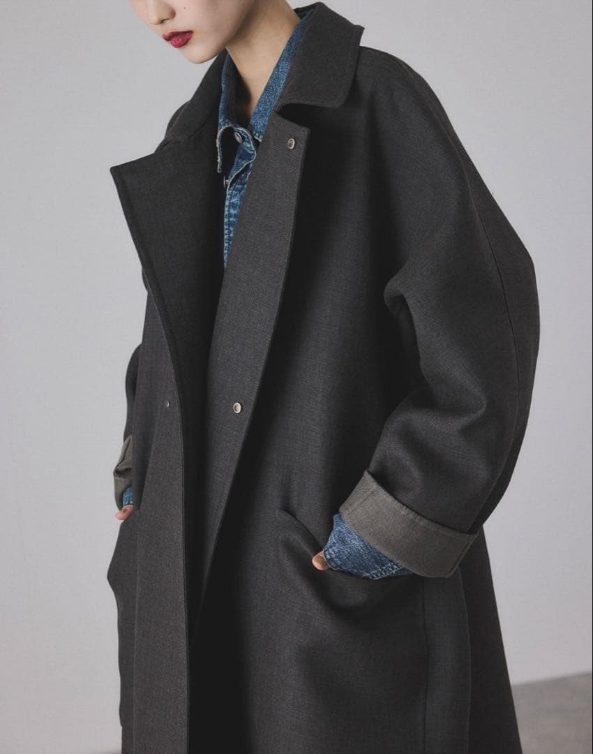 2025AWアダムエロペADAM ET ROPE'ソモウリバーロングコート美品