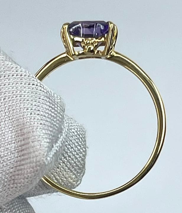 宝石ルース 『限定品！ネコちゃんリング』天然アメジスト　サイズ#14