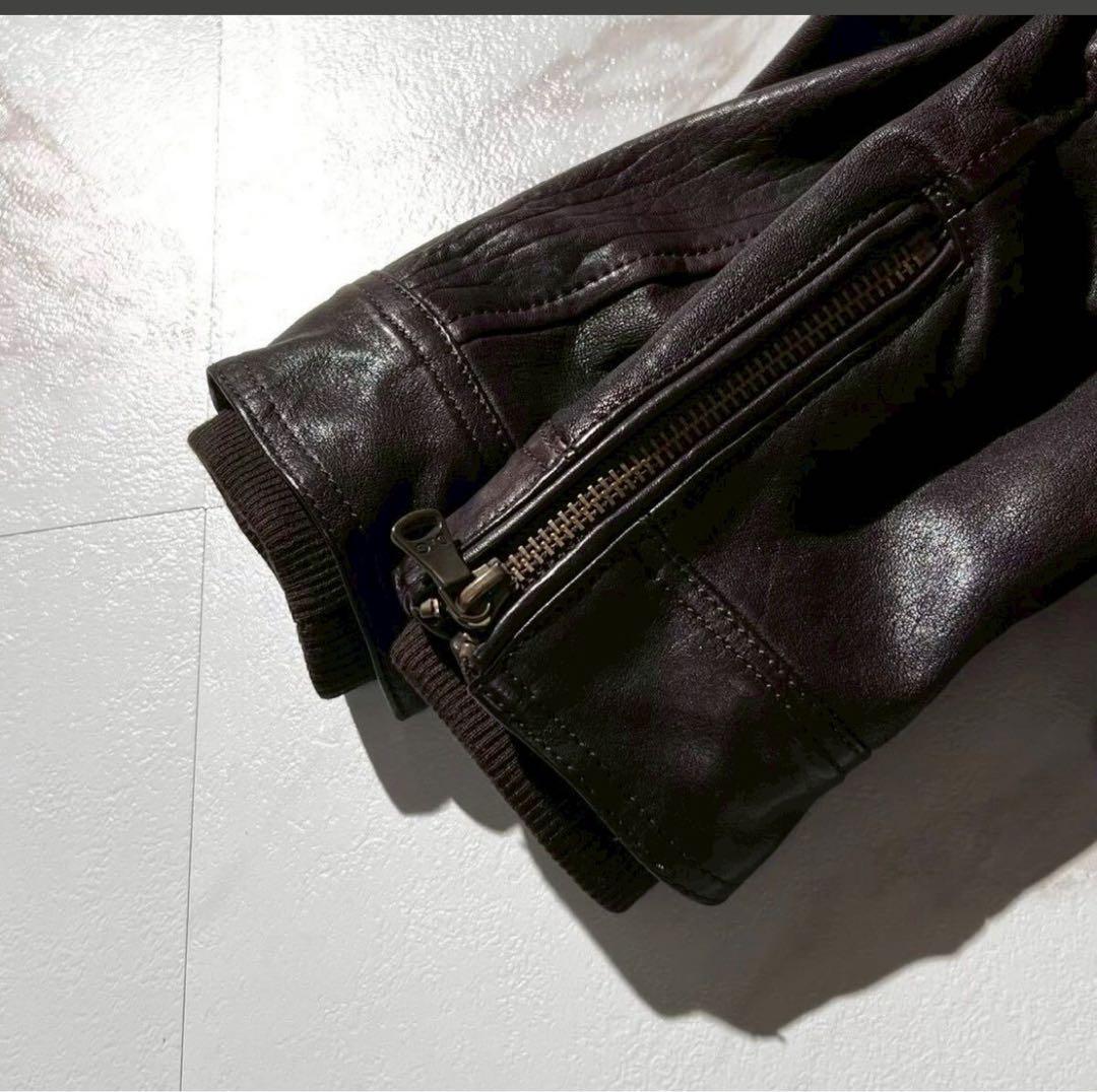 未使用級◆現行モデル D&G シングル ライダース レザー ジャケット L相当