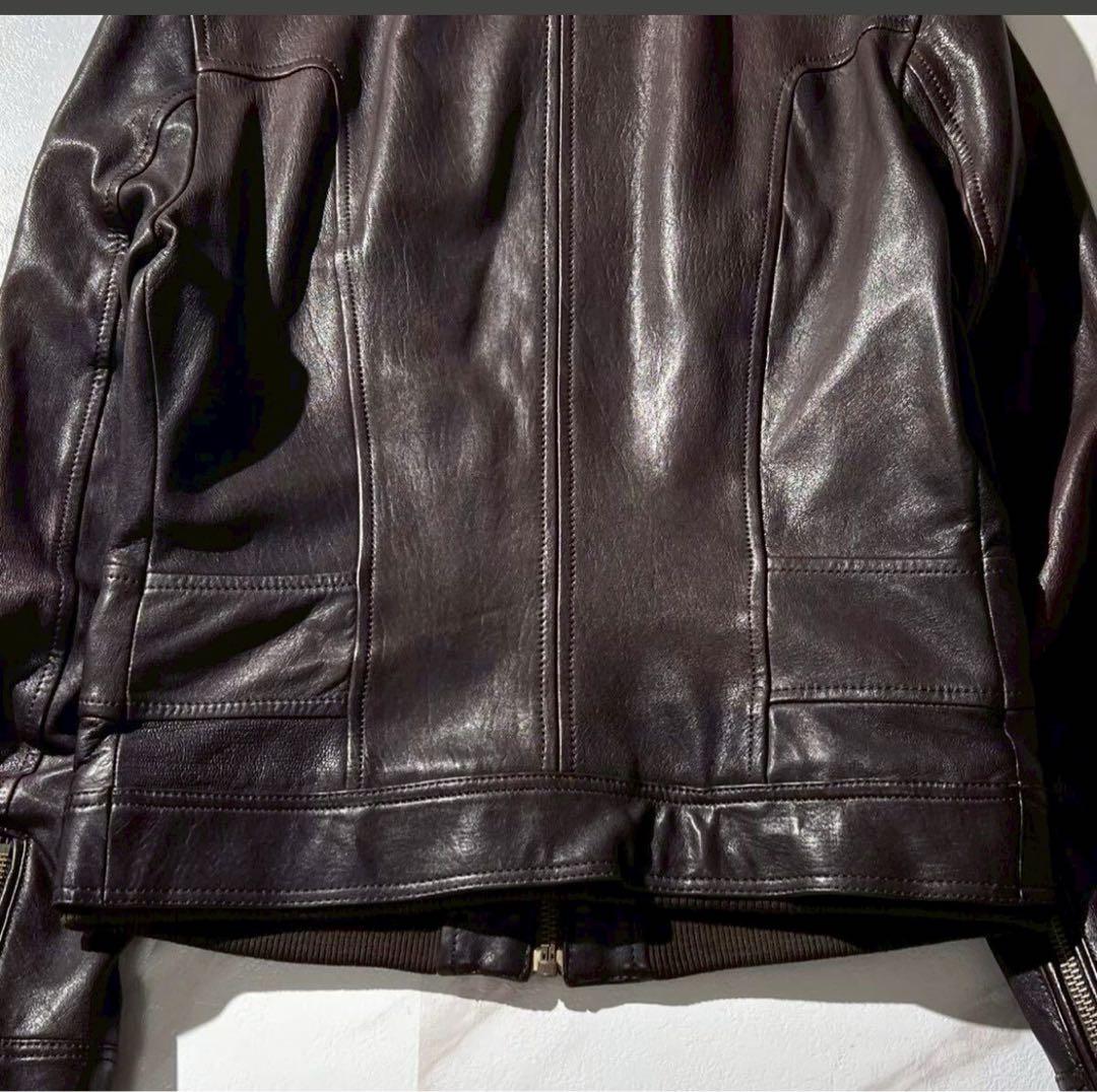 未使用級◆現行モデル D&G シングル ライダース レザー ジャケット L相当