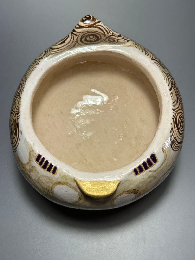 乾山　獅子　香炉　山崎窯　浅野紫仙　作　共箱　黄布　茶道具