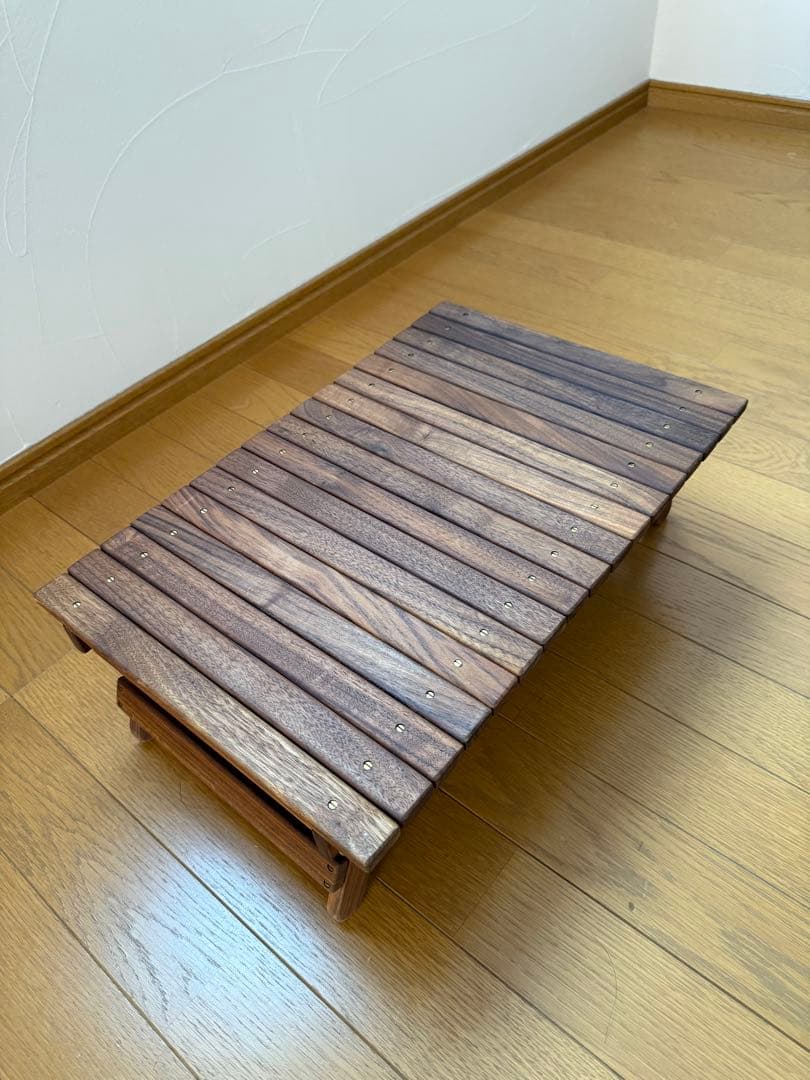 キャンプ ハンドメイドテーブル ウォールナット ギアバック用　収納ケース付き