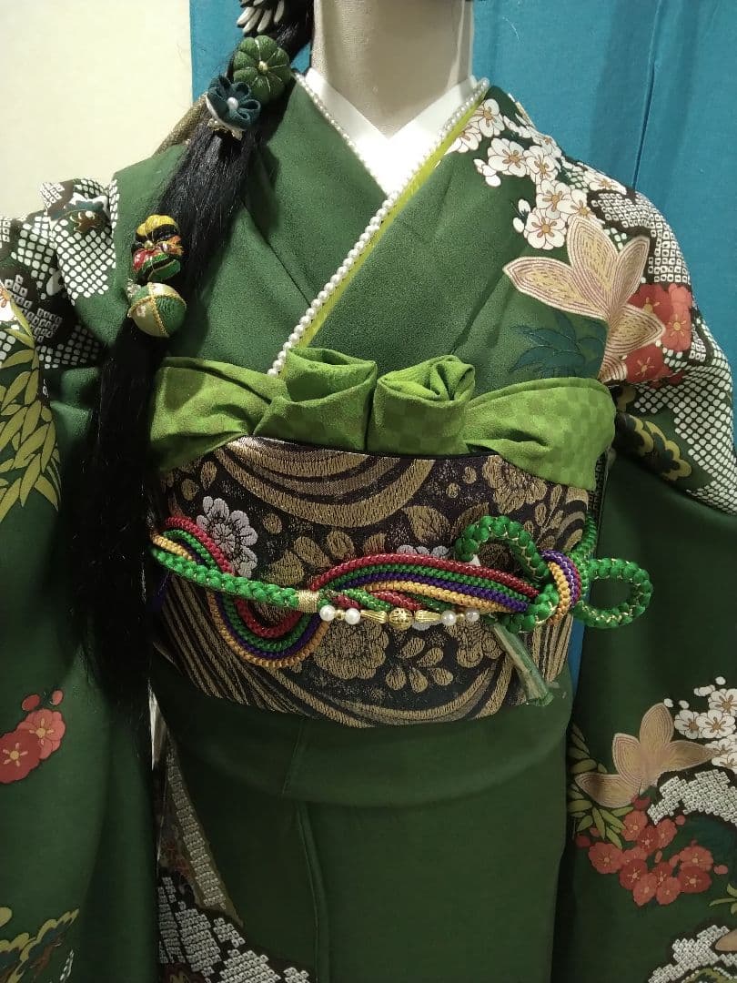 【お値下】振袖フルセット、正絹成人式、重ね衿、帯揚げ帯締め、西陣袋帯、襦袢、落款