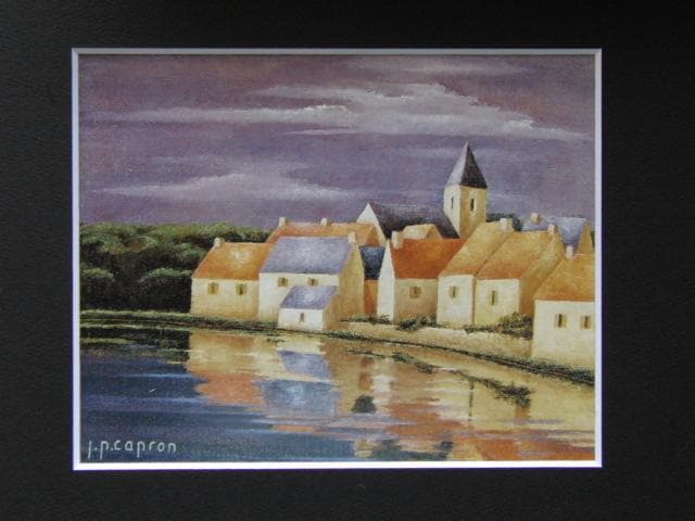ジャン－ピエール・キャプロン、「ロワン川沿の家並」、希少な額装用画集より