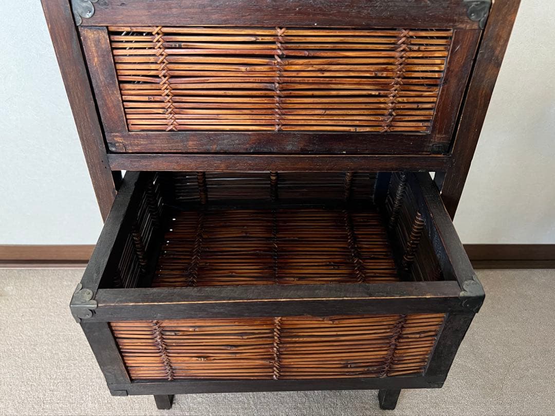 アジアン 竹 木製 チェスト 引き出し4段 ダークブラウン バリ インドネシア