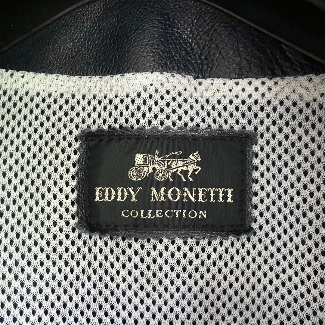 専用定価80万　イタリア名門　エディモネッティ　レザージャケット　46 ネイビー