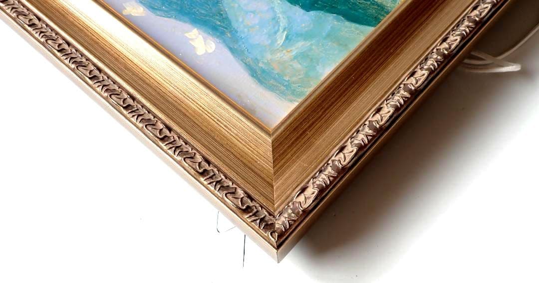 油絵/油彩 額縁 F10〔題名 乗鞍〕匿名発送・送料込 ヤッコ型箱に梱包して送付