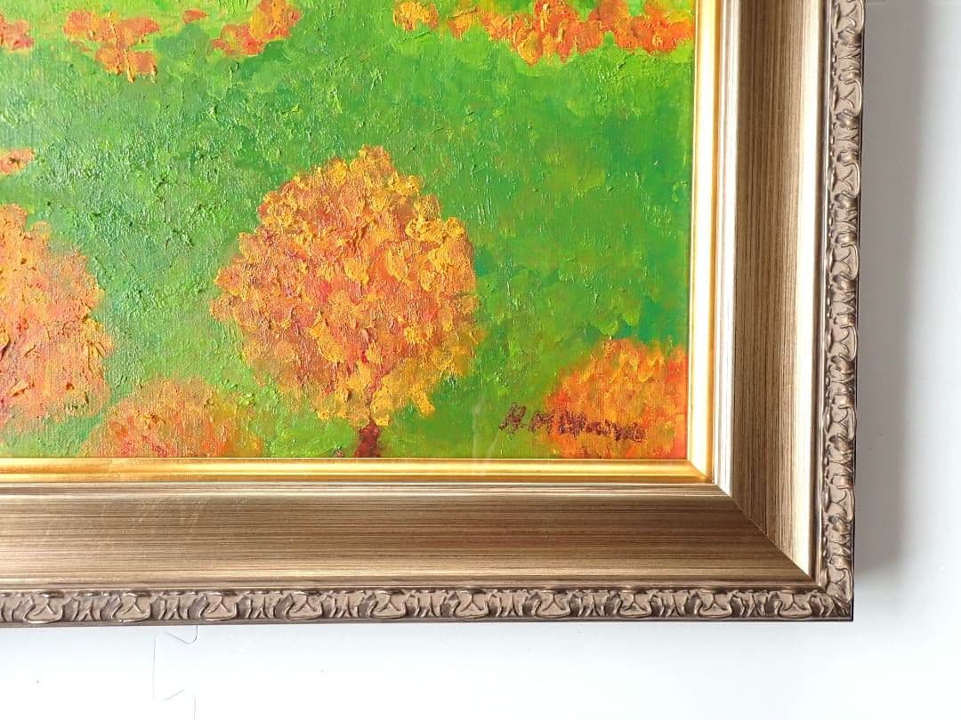 油絵/油彩 額縁 F10〔題名 乗鞍〕匿名発送・送料込 ヤッコ型箱に梱包して送付