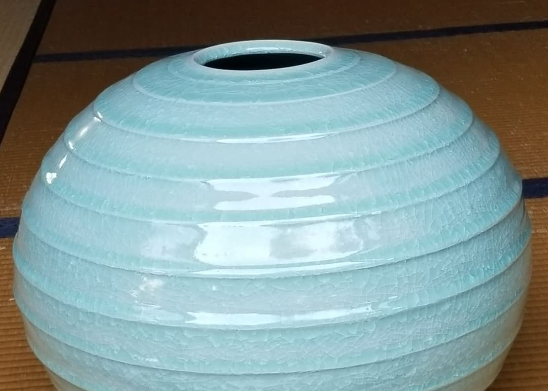 青磁鎬文大壺 (美品)