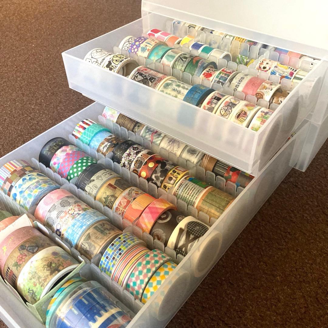 【期間限定価格】マスキングテープ他139点セット/無印良品2段引き出し収納付き