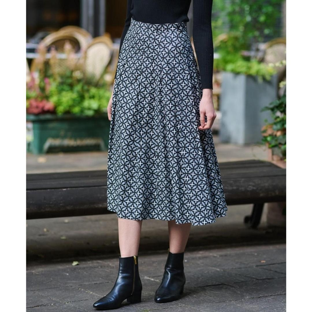 281t*美品 ドレステリア コットン オーバーラップサークルプリントスカート.