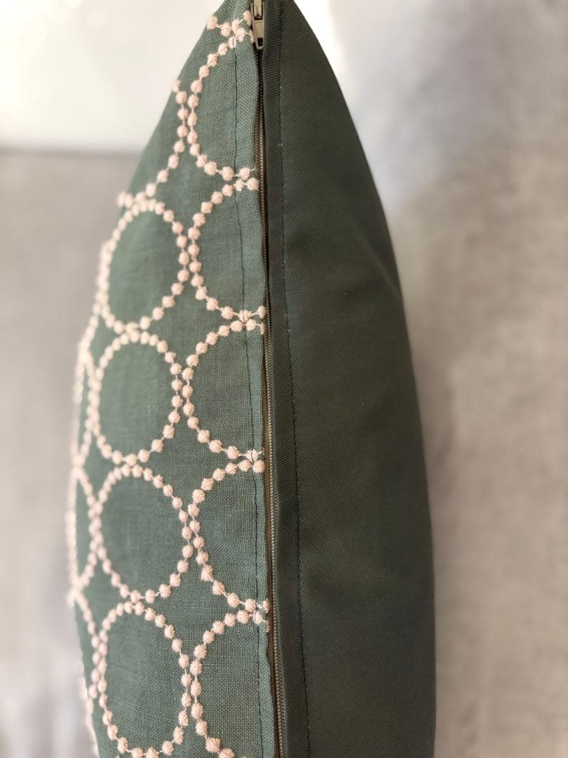 ミナペルホネン　ハンドメイドクッションカバー★タンバリンライトグリーンxベージュ