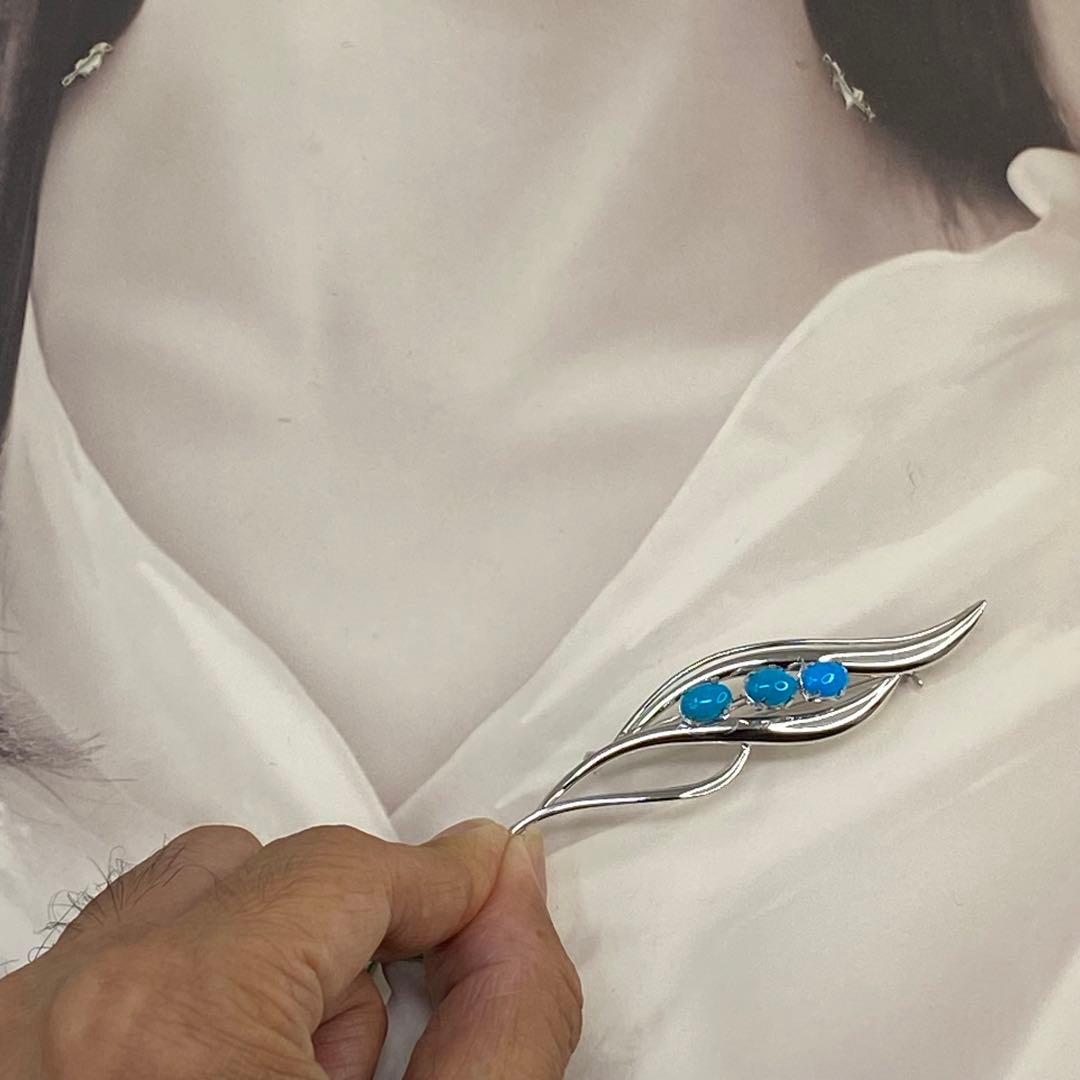 sv925 天然トルコ石（ターコイズ）ブローチ、ペンダント