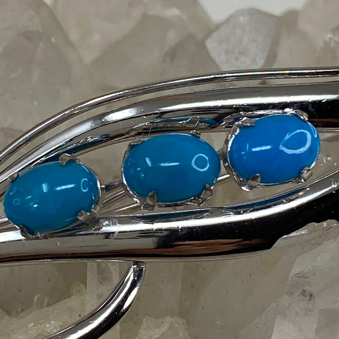 sv925 天然トルコ石（ターコイズ）ブローチ、ペンダント