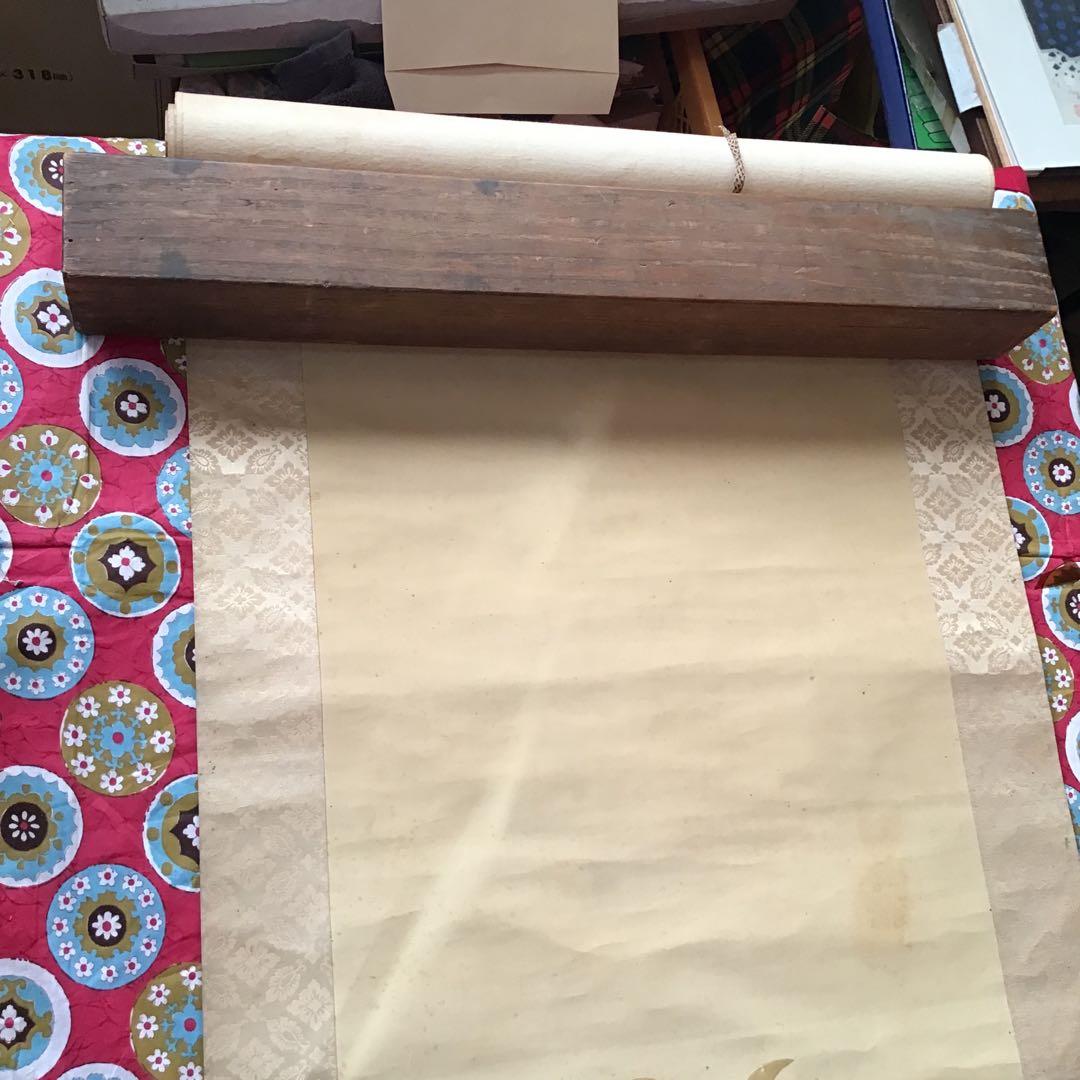 骨董　古美術　金島桂華　甲冑の図　掛け軸　直筆