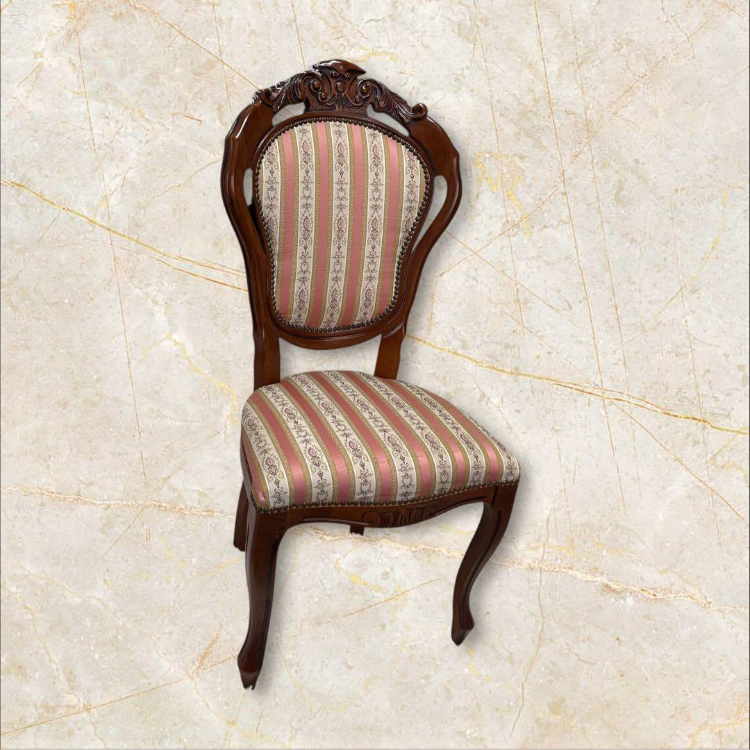 美品　猫脚　ヨーロピアン　クラシック調 木製 彫刻ストライプ柄　アンティーク風