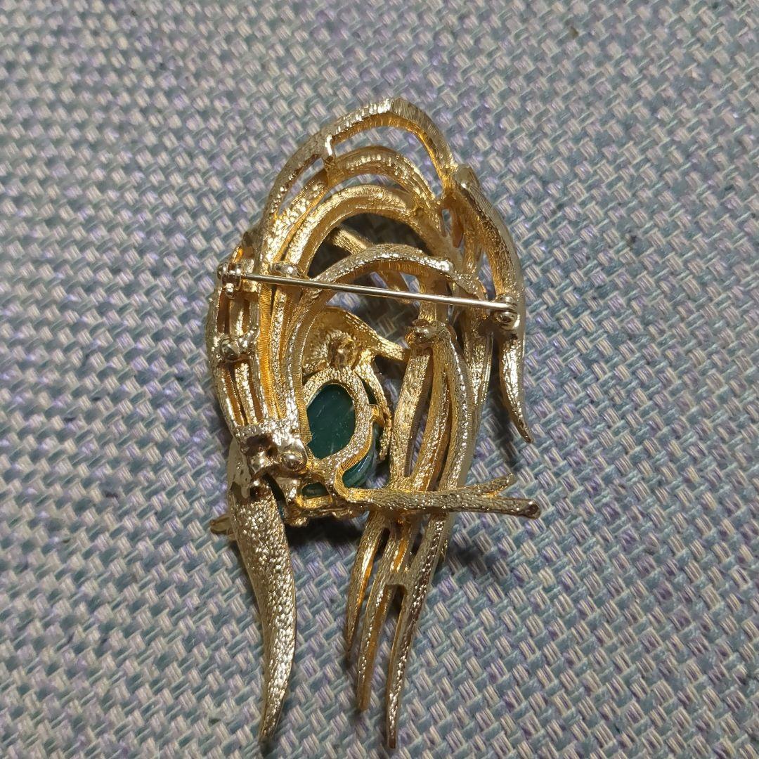 BU41　 鳥 ジェリー ビーン ラインストーン エナメル アート ブローチ